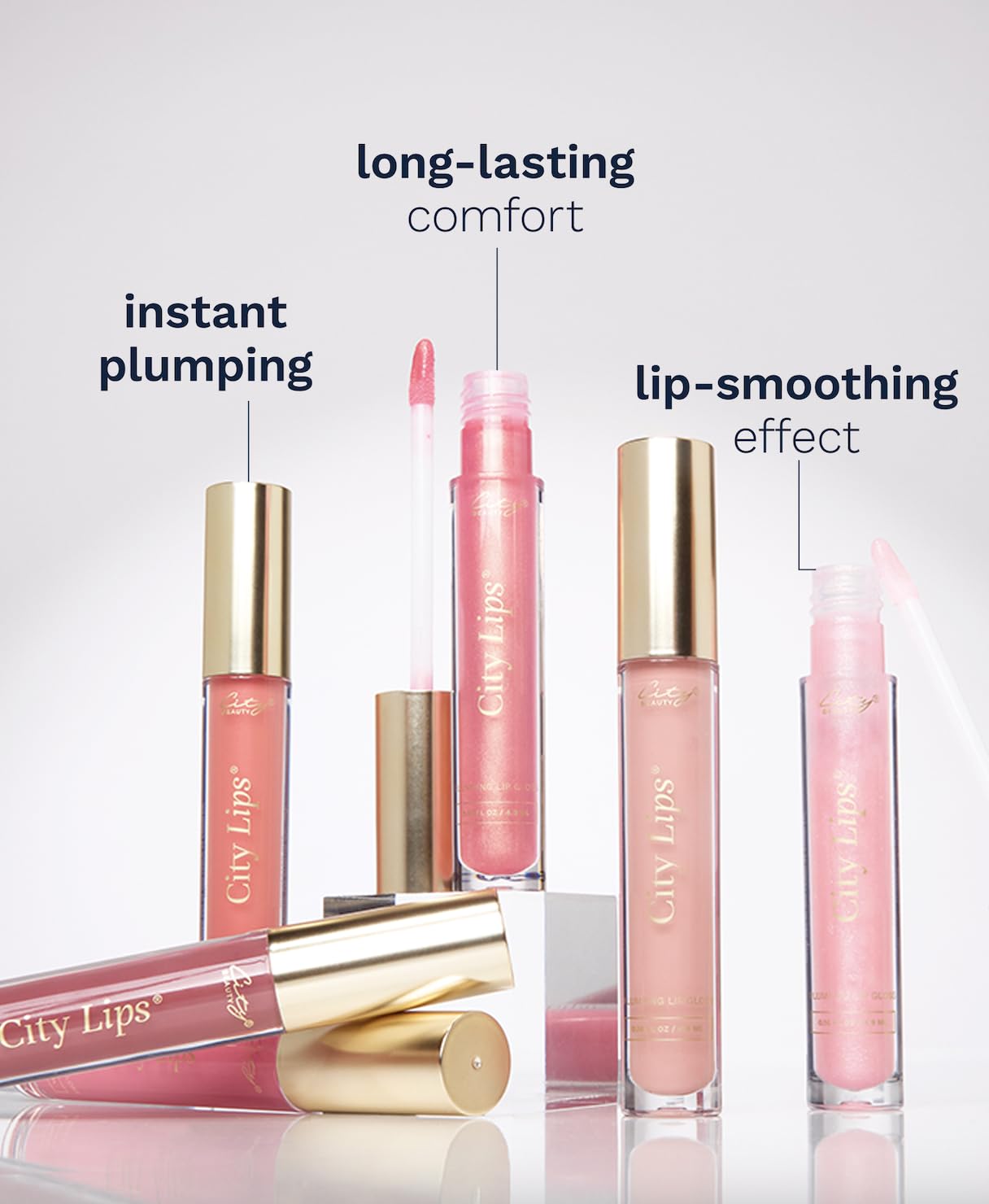 Product photoshoot of City Beauty City Lips Pink Nude gloss