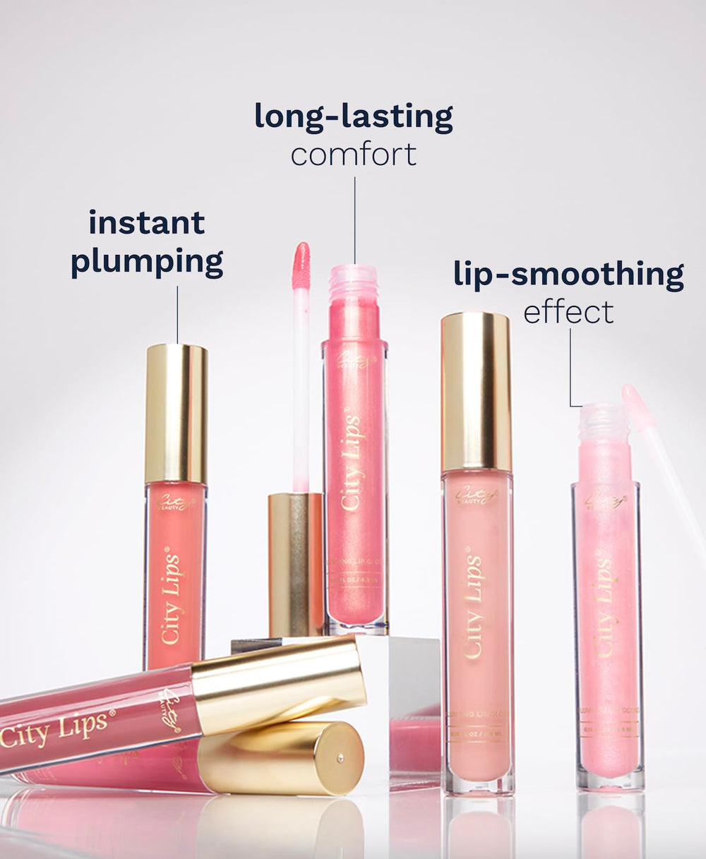 Product photoshoot of City Beauty City Lips Pink Nude gloss
