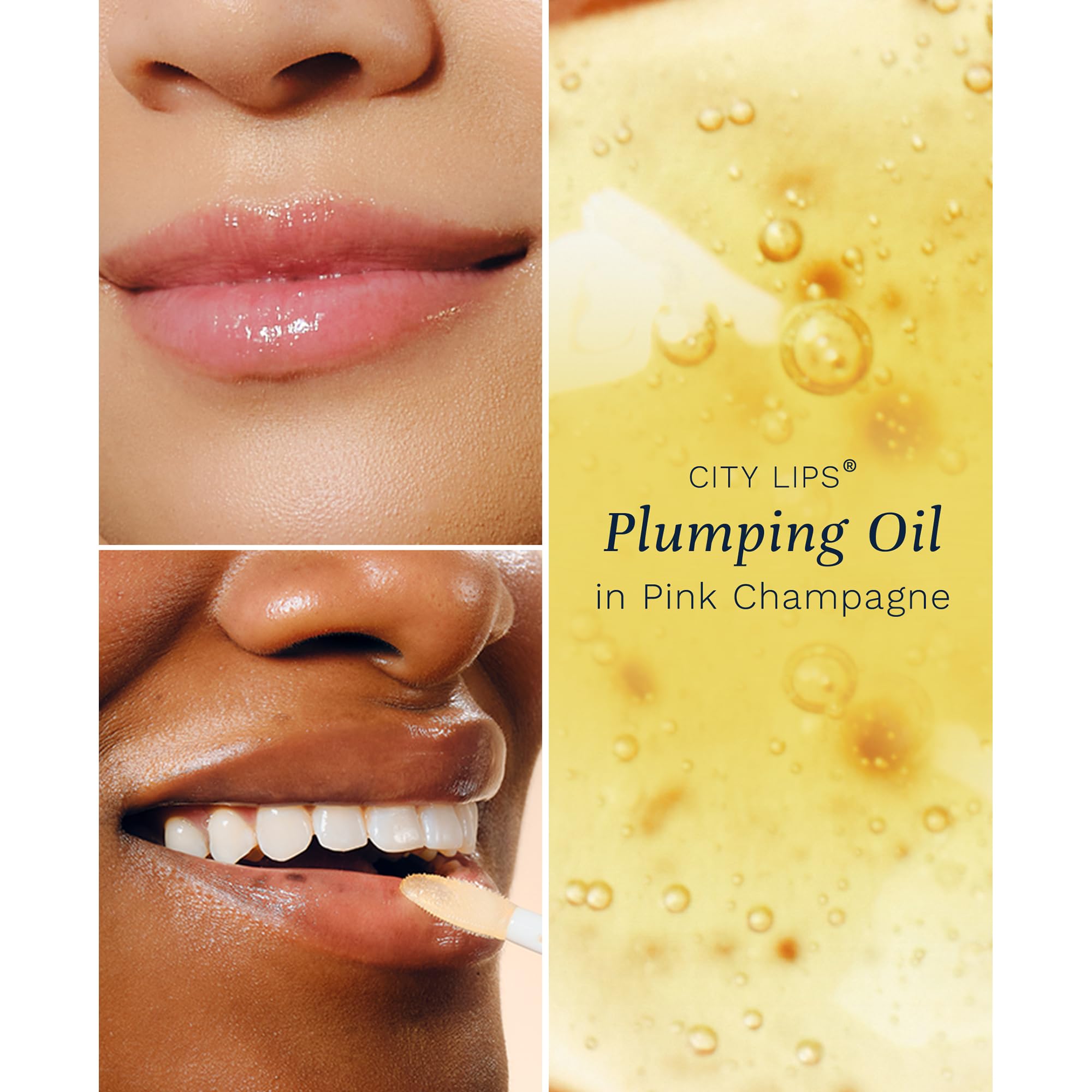 City Beauty City Lips Plumping Oil being applied for instant lip nourishment