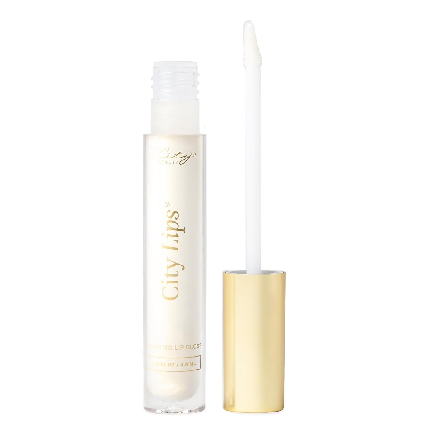 City Beauty City Lips Silver Skyline gloss bottle glowing with instant hydration.