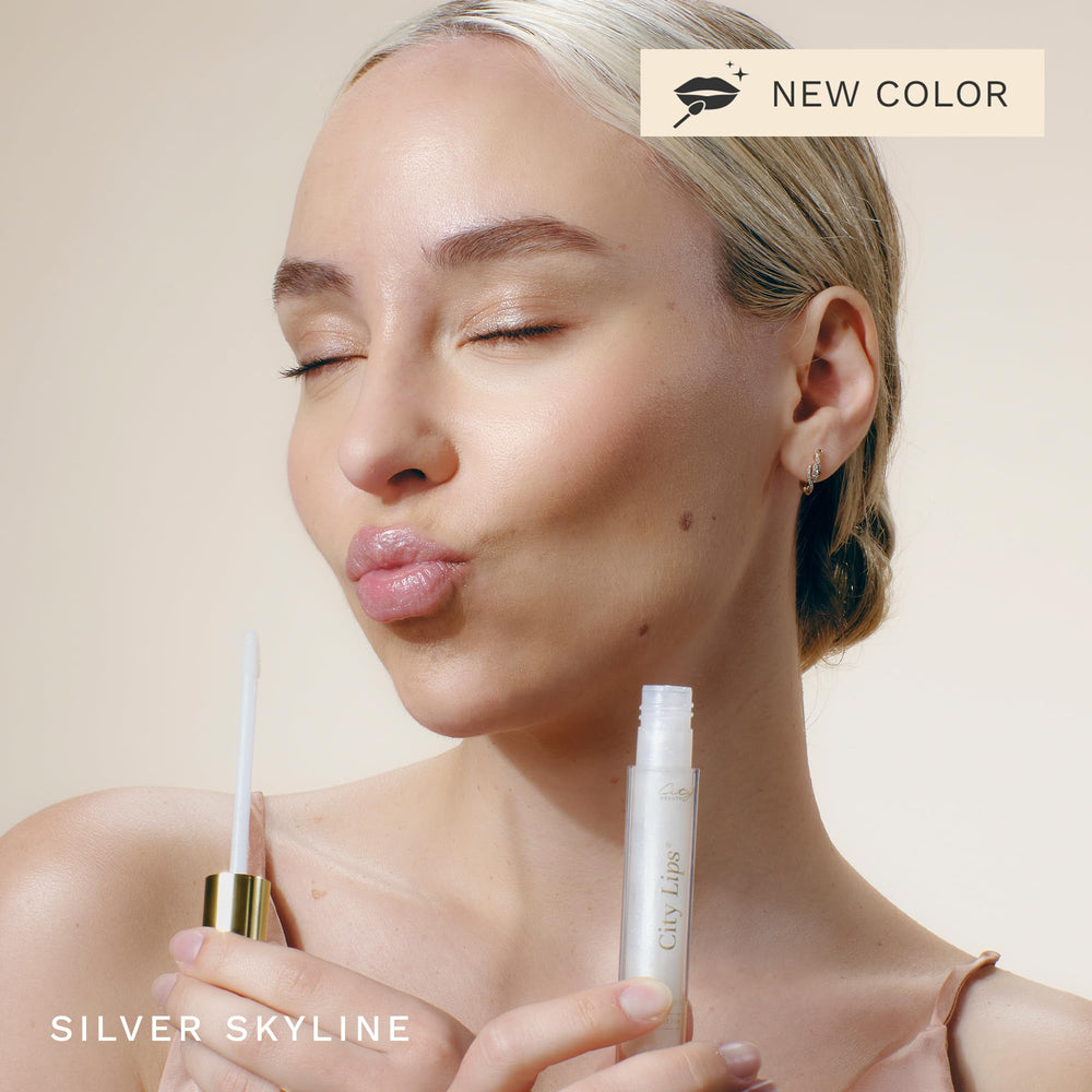 Hydration boost from Hyaluronic Acid Spheres in City Lips Silver Skyline.