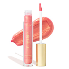 City Lips Sun Diego bottle shows a high-shine pink gloss for fuller lips