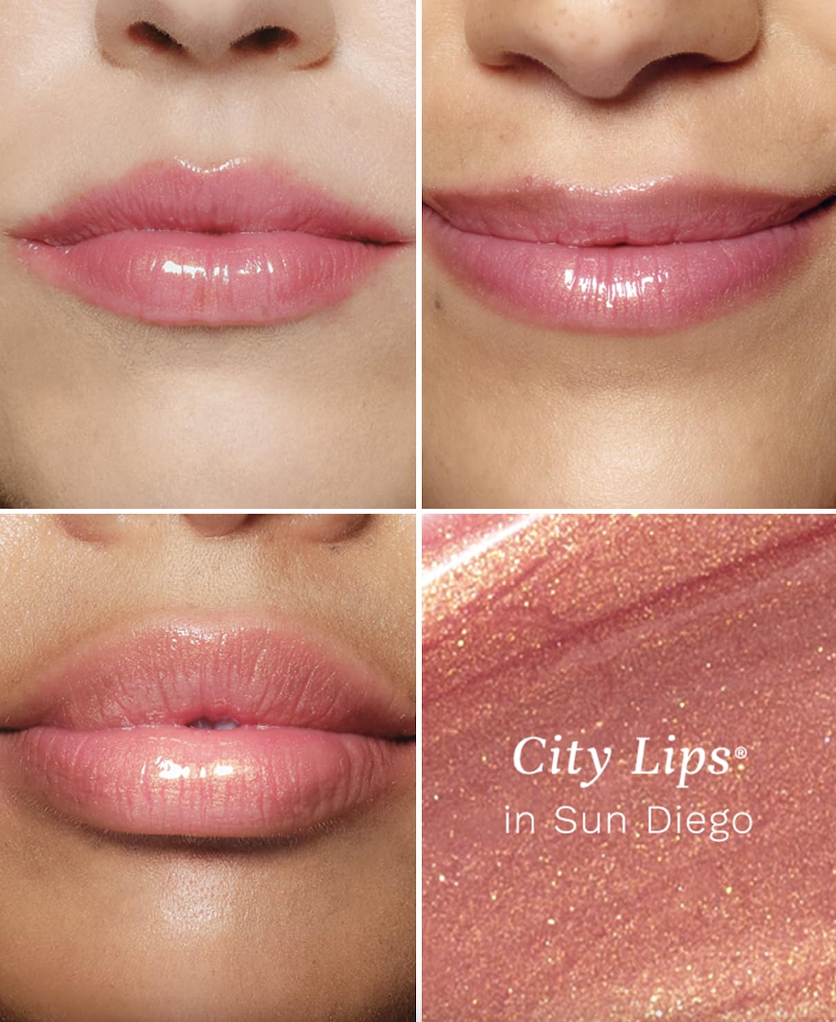 Close-up of City Lips Sun Diego tingling effect and glossy finish