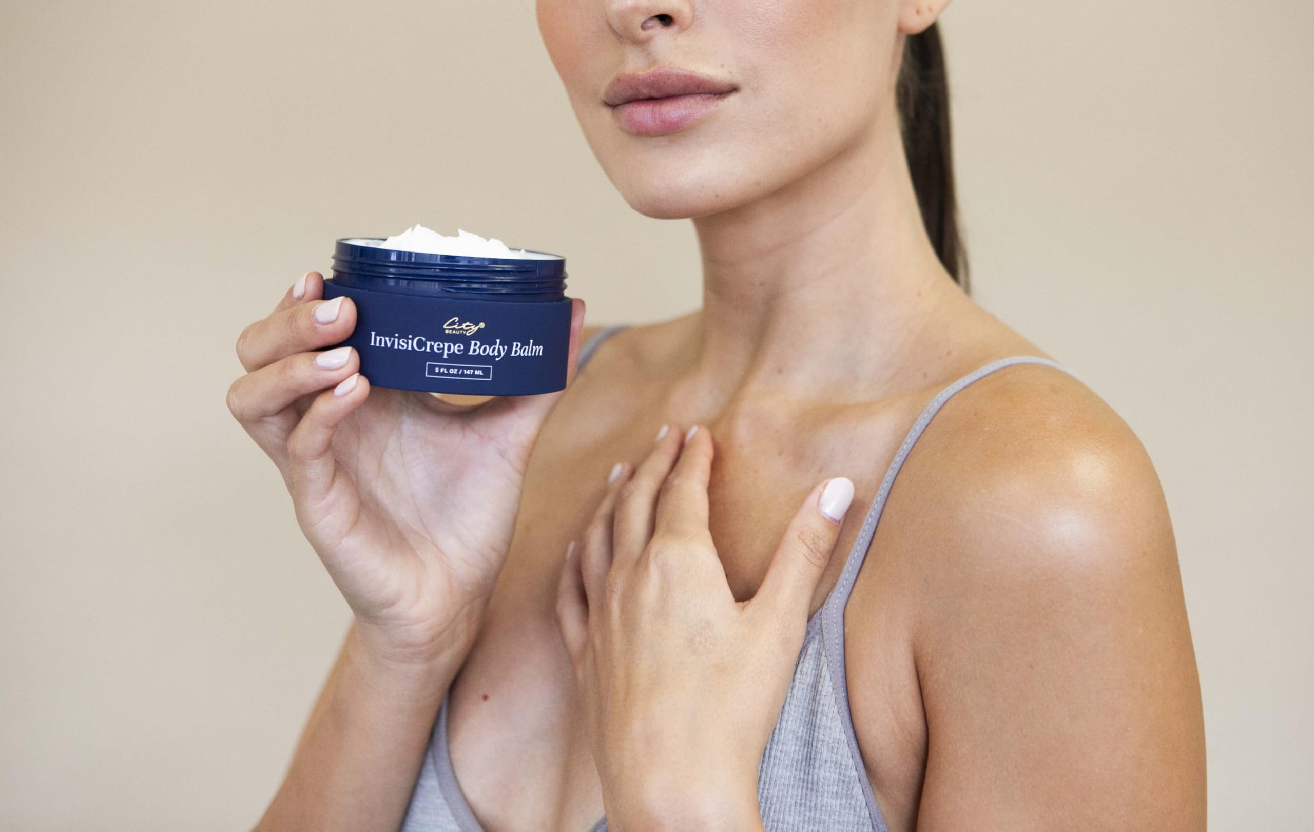 City Beauty InvisiCrepe Balm jar finish highlighting premium texture.