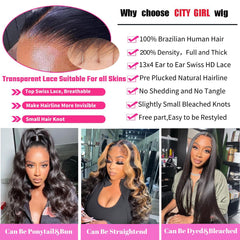 CITY GIRL 13x4 lace front wig with pre-plucked hairline for seamless parting