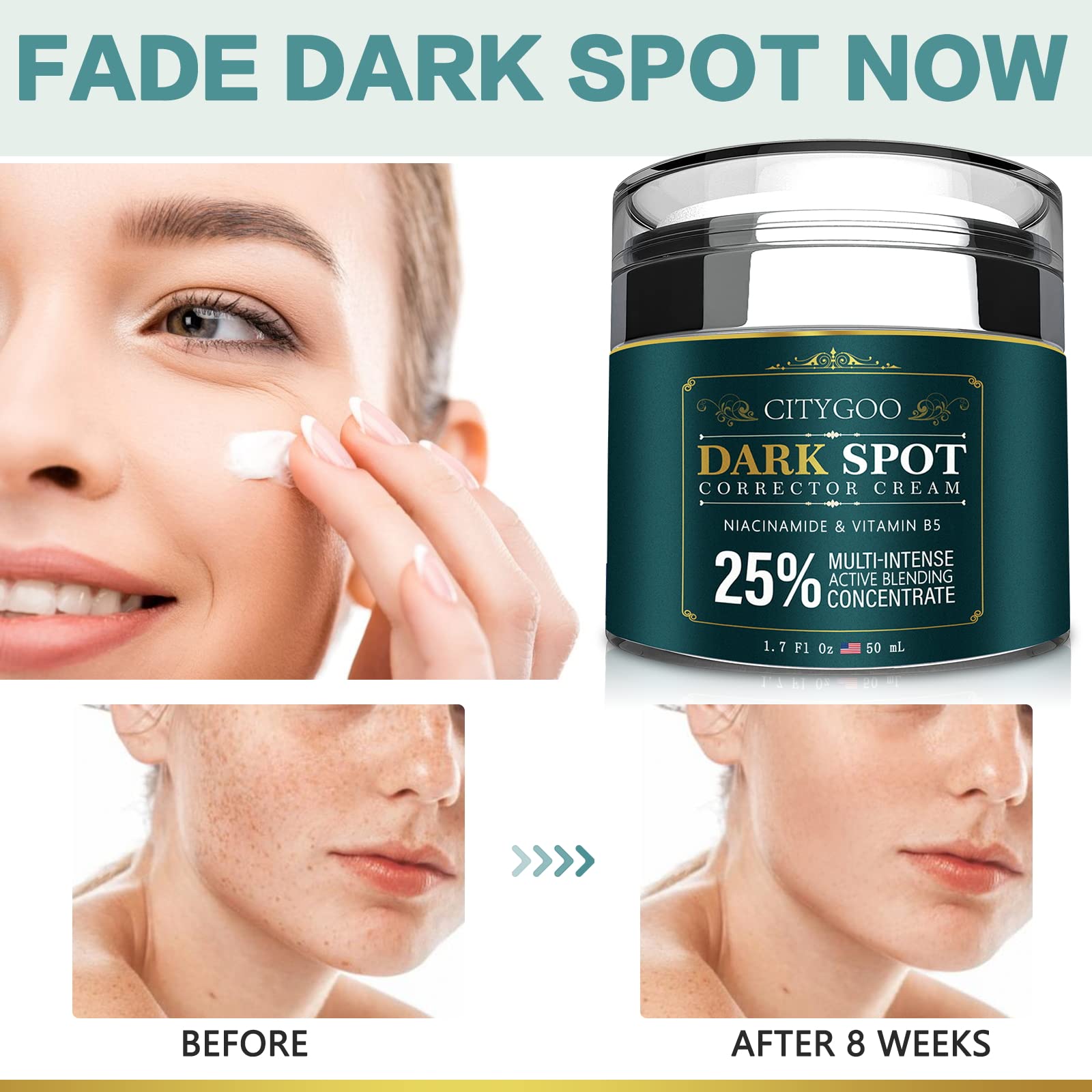CITYGOO aplicación rápida reduce manchas y mejora la luminosidad facial.