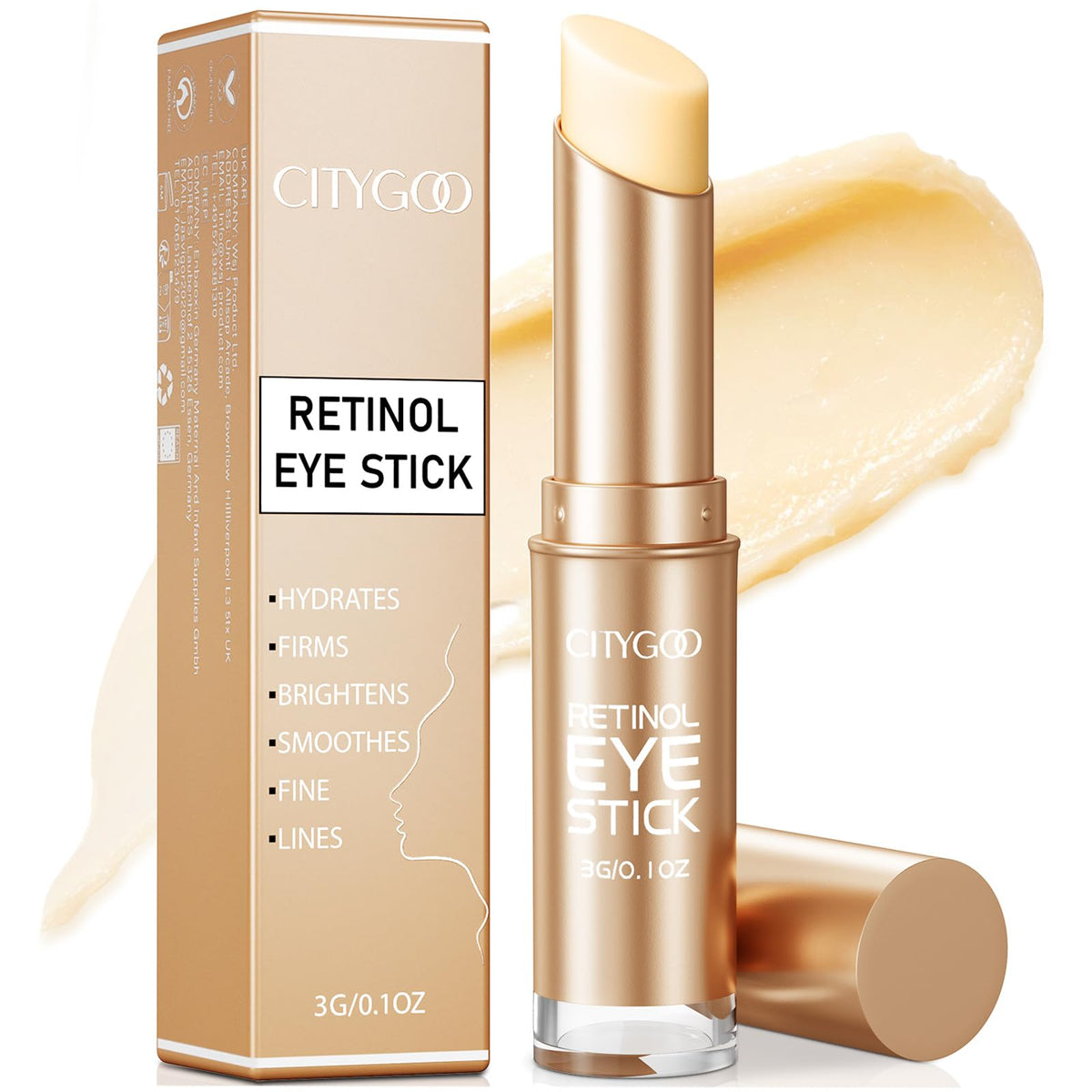 CITYGOO Retinol Eye Stick en contorno de ojos para hidratar y reducir hinchazón.