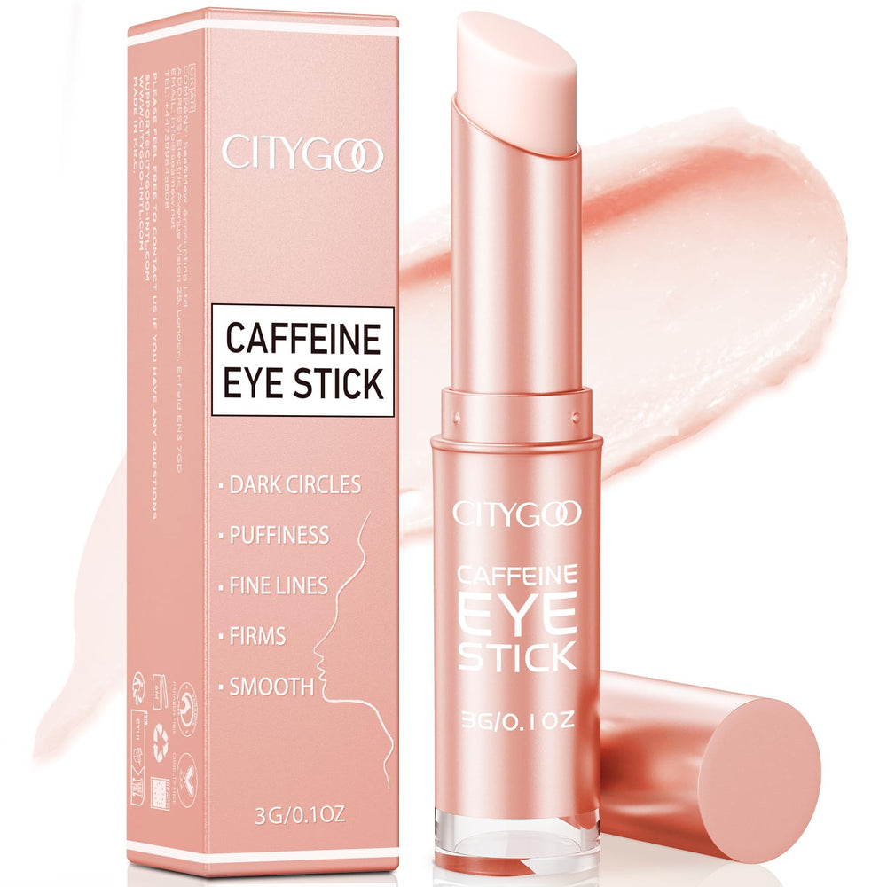 CITYGOO barra crema de ojos con cafeína, empaque compacto para viaje.