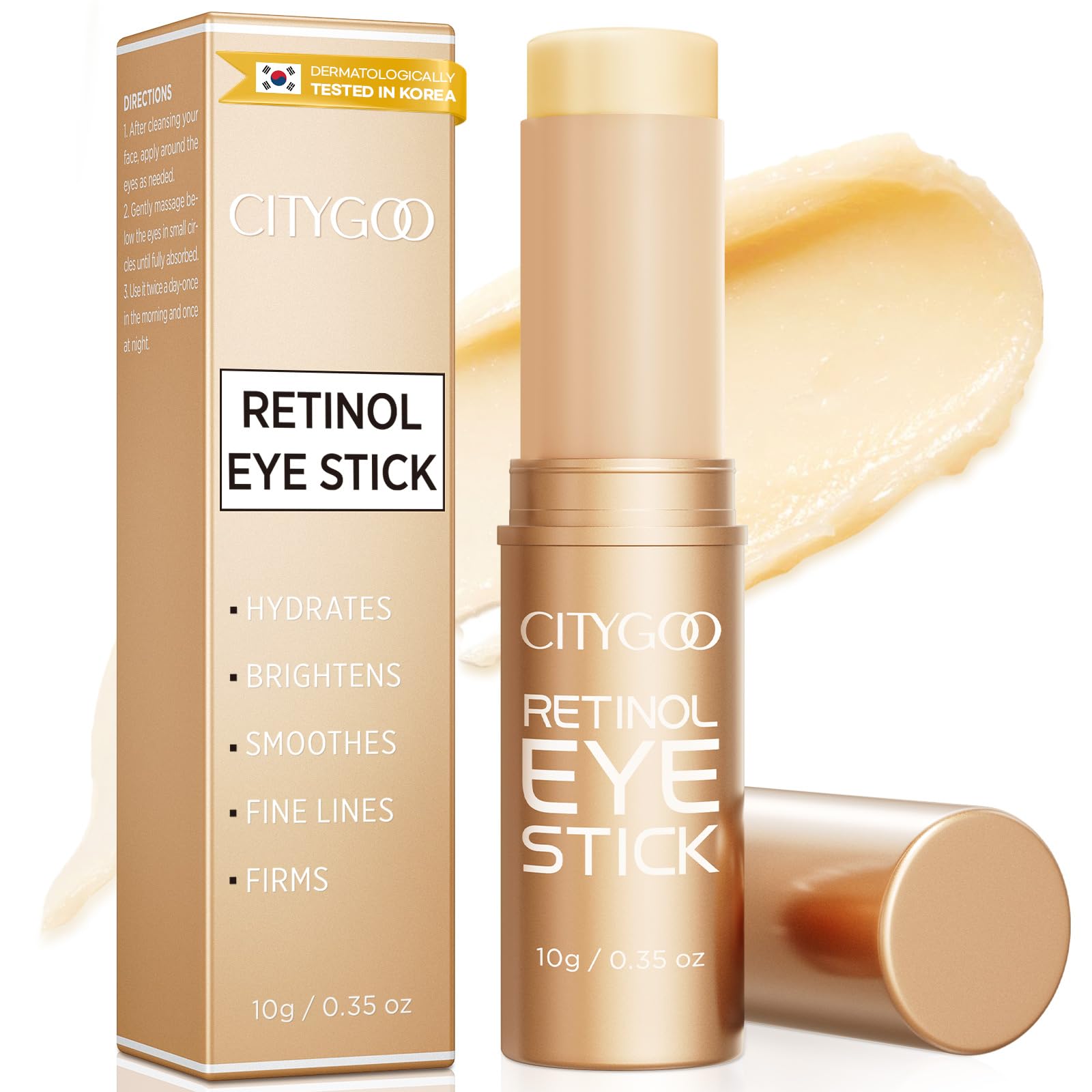 CITYGOO barra de ojos con retinol, envase compacto para uso diario.