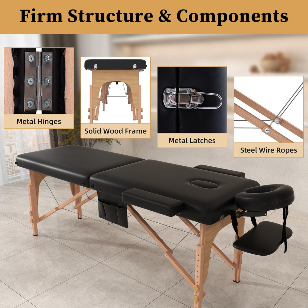 Civama massage table hanging pallet demonstrates practical accessory storage.