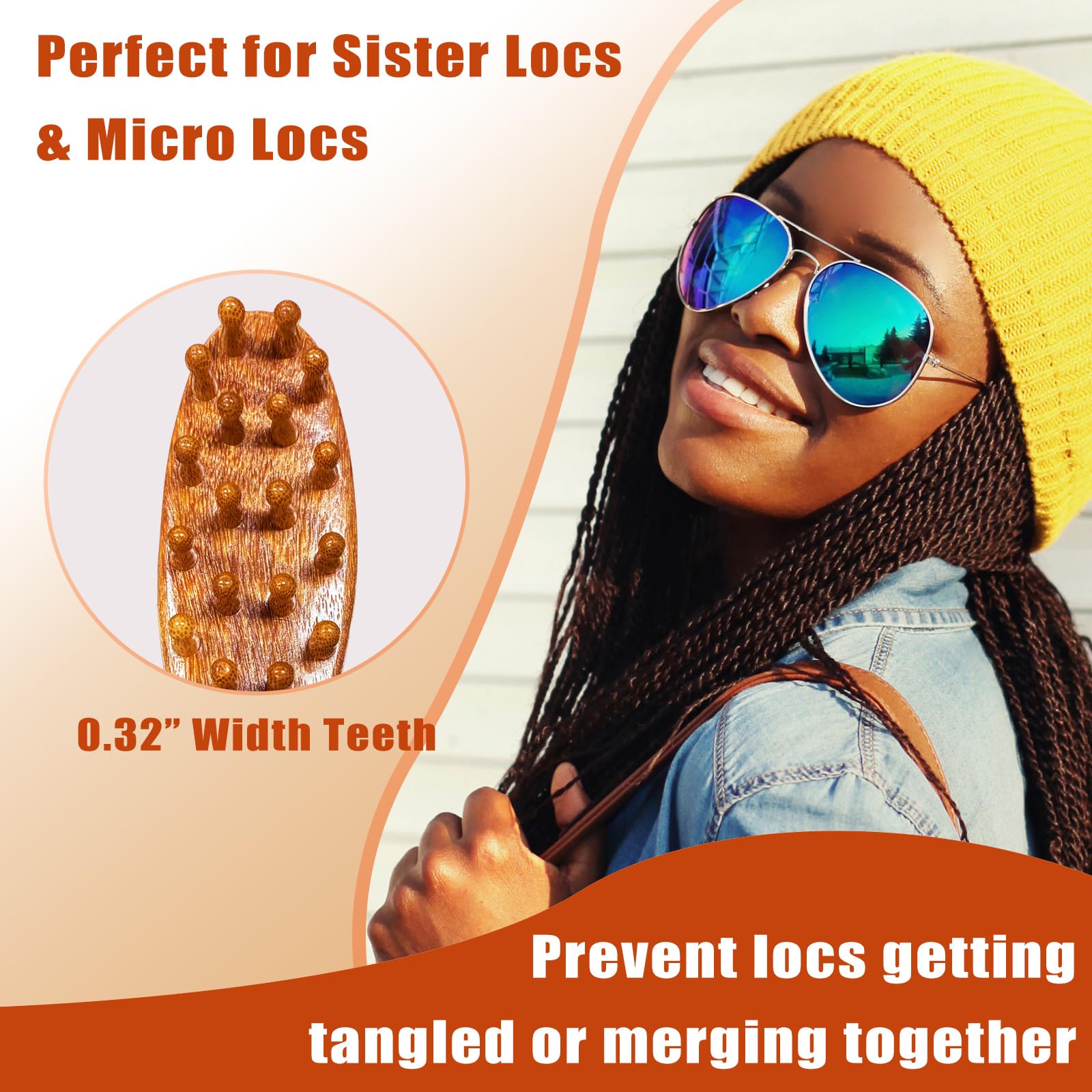 CIVEYA loc brush detangles frizz and smooths dreadlocks for a neat look.