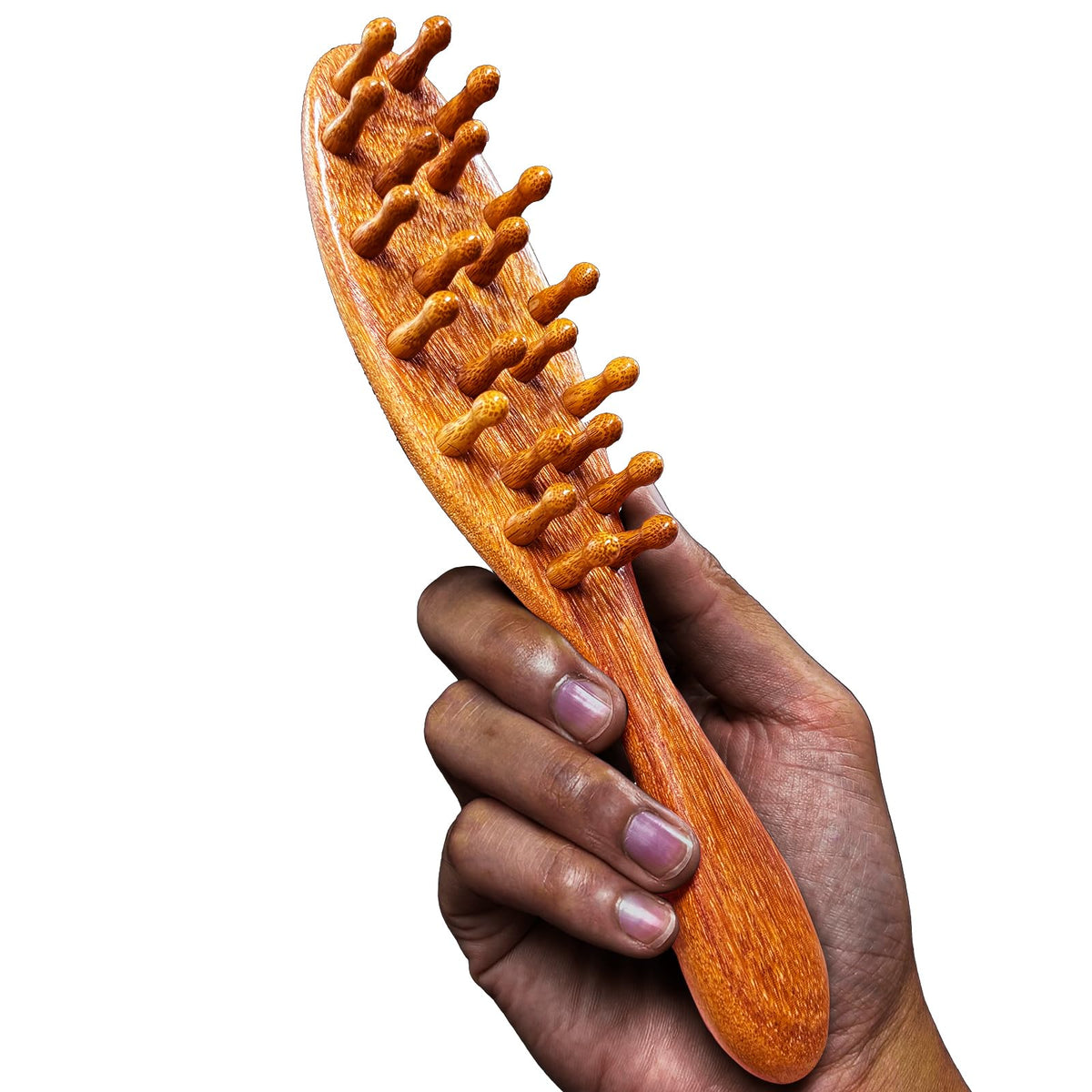 CIVEYA natural wooden loc brush with bristles for gentle detangling of microlocs.