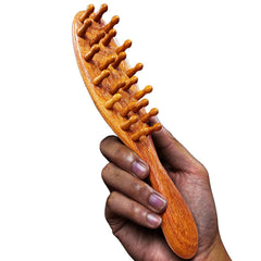CIVEYA natural wooden loc brush with bristles for gentle detangling of microlocs.