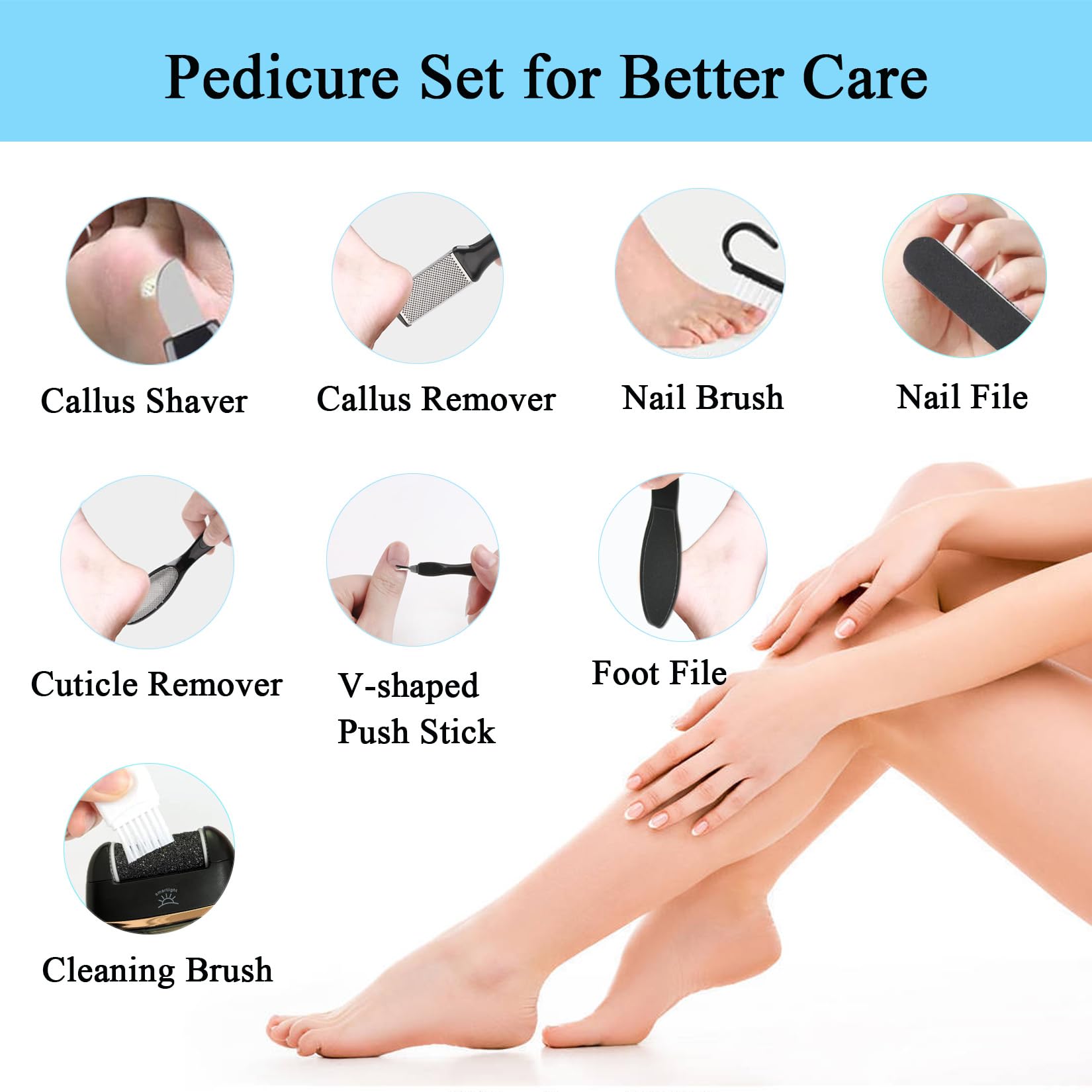 CIVYPRO cleaning brush included for thorough foot care kit cleanup.