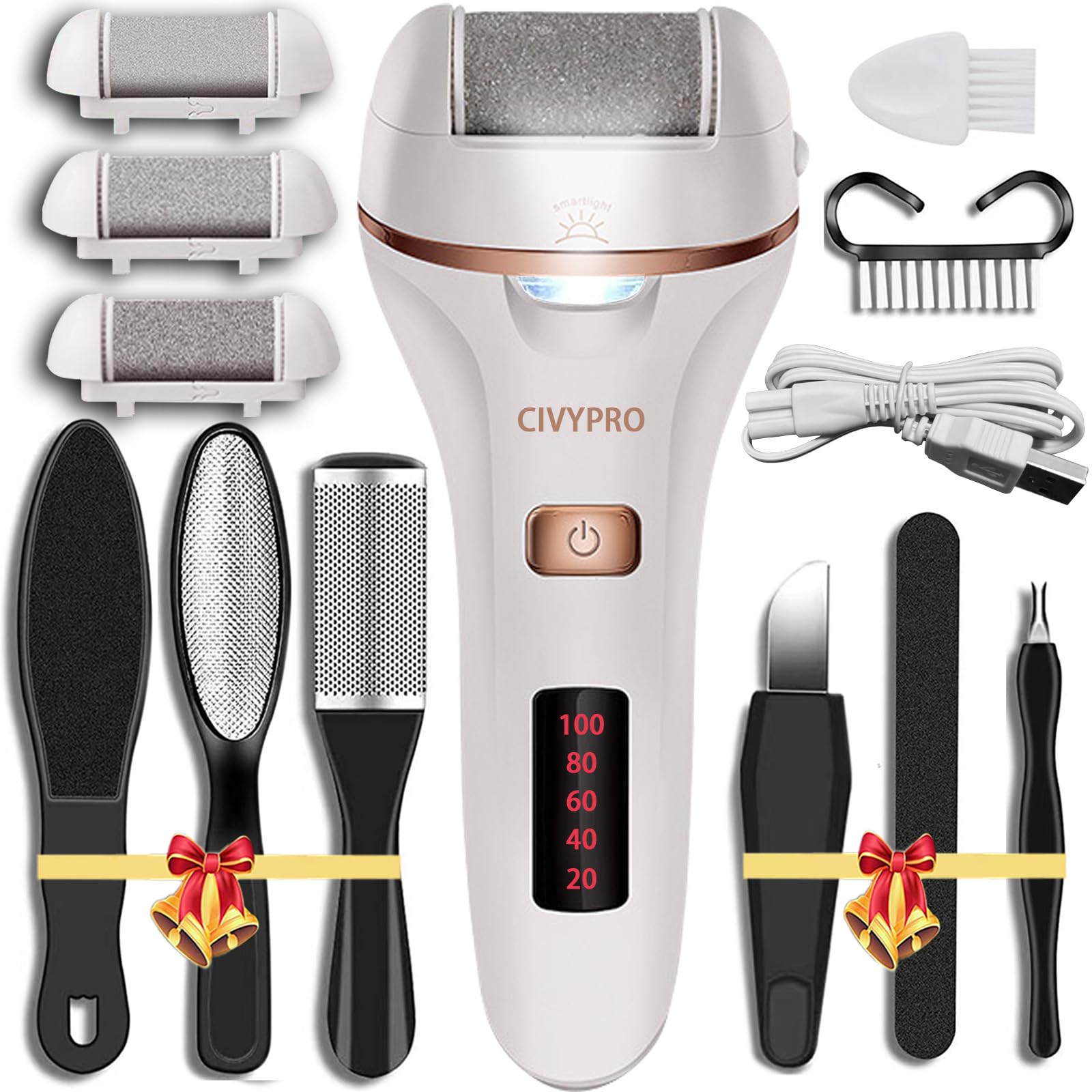 CIVYPRO electric foot scrubber white for smooth heels after a long day