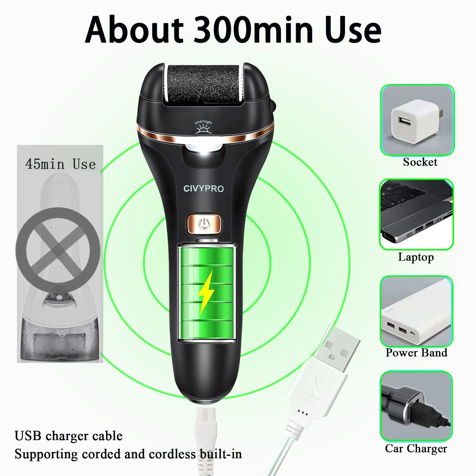 CIVYPRO waterproof foot scrubber shown for use in the shower.
