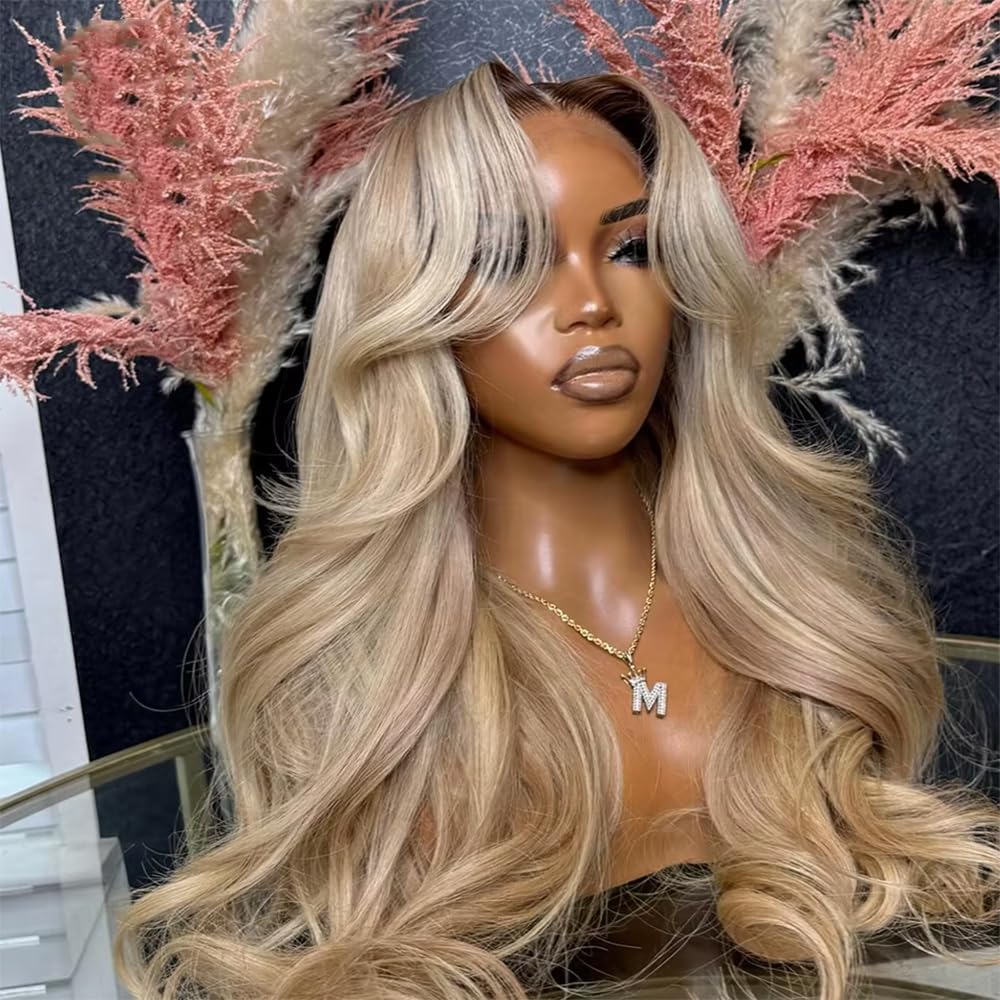 CIYOO ash blonde body wave wig showing soft texture and versatility.