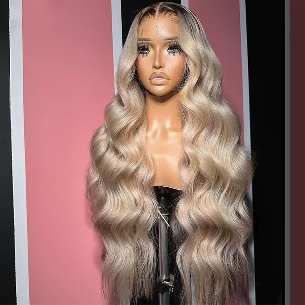 CIYOO ash blonde body wave wig with 13x6 lace front for versatile styling