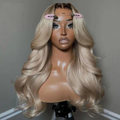 CIYOO ash blonde body wave wig adds volume for daily wear.