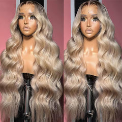 CIYOO ombre brown roots ash blonde wig 13x6 lace front for natural parting