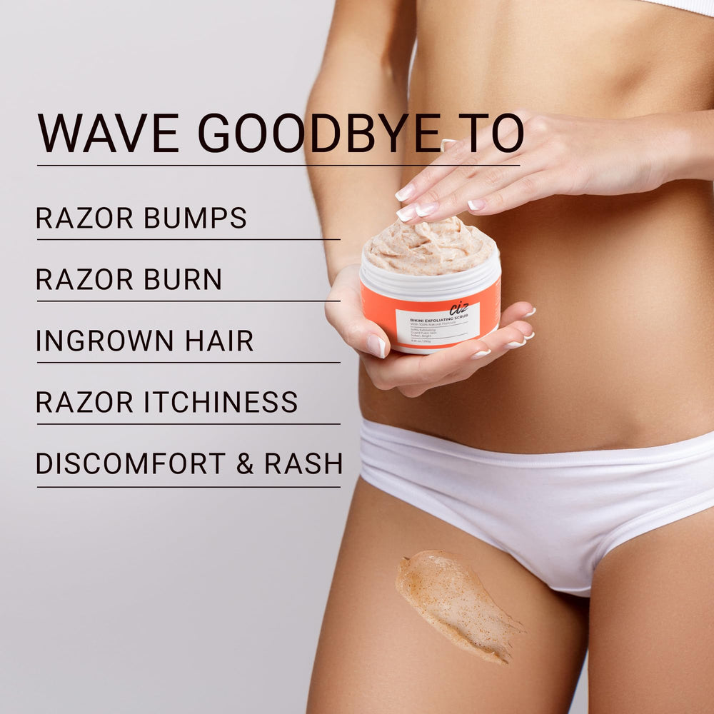 CIZ bikini area after-use skin appears soft and calm.