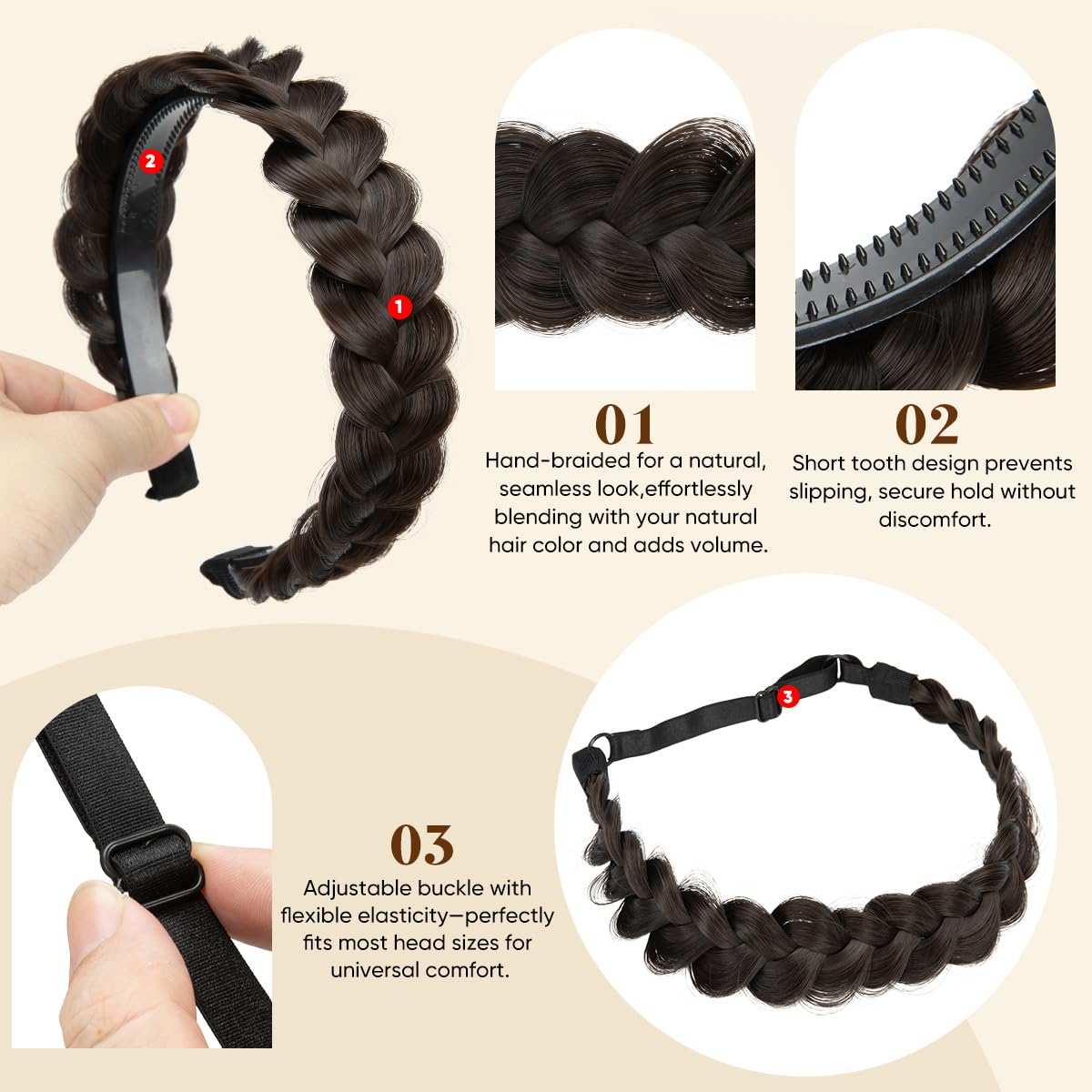 CJL HAIR diadema de colores mezclados para combinar con tu cabello.