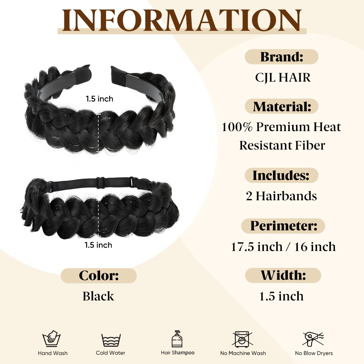 CJL HAIR diadema con dientes para agarre firme y uso cómodo