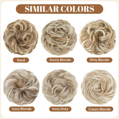 CJL HAIR large messy bun piece from back with wavy texture.