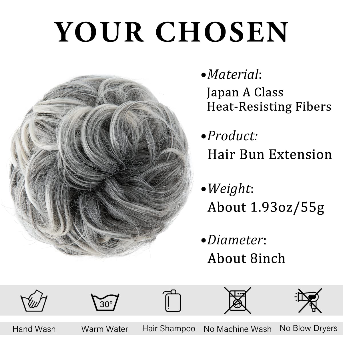 CJL HAIR large messy bun side view shows secure fit and texture