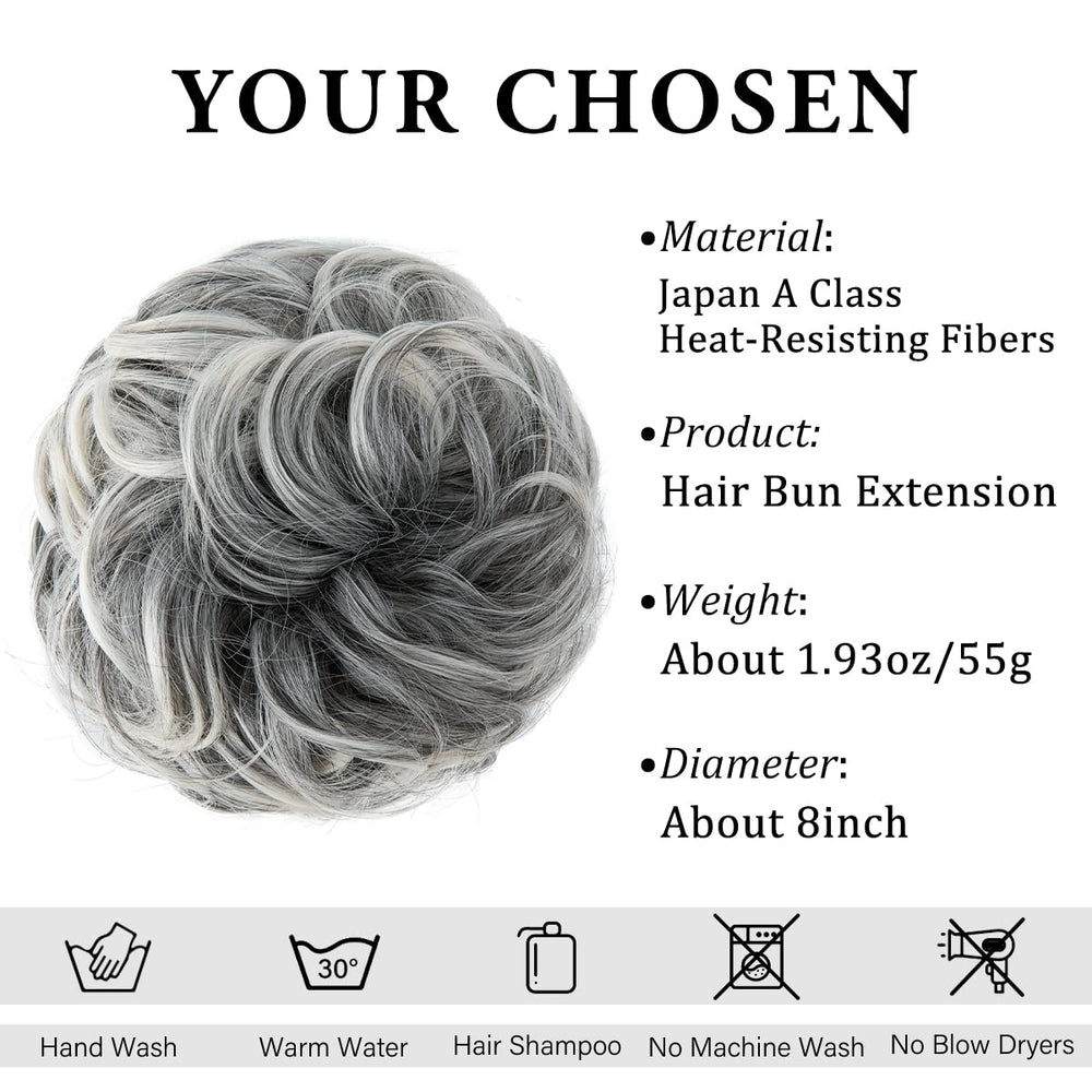 CJL HAIR large messy bun side view shows secure fit and texture