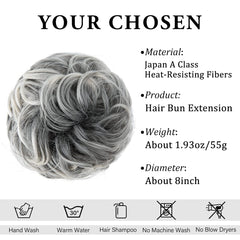 CJL HAIR large messy bun side view shows secure fit and texture
