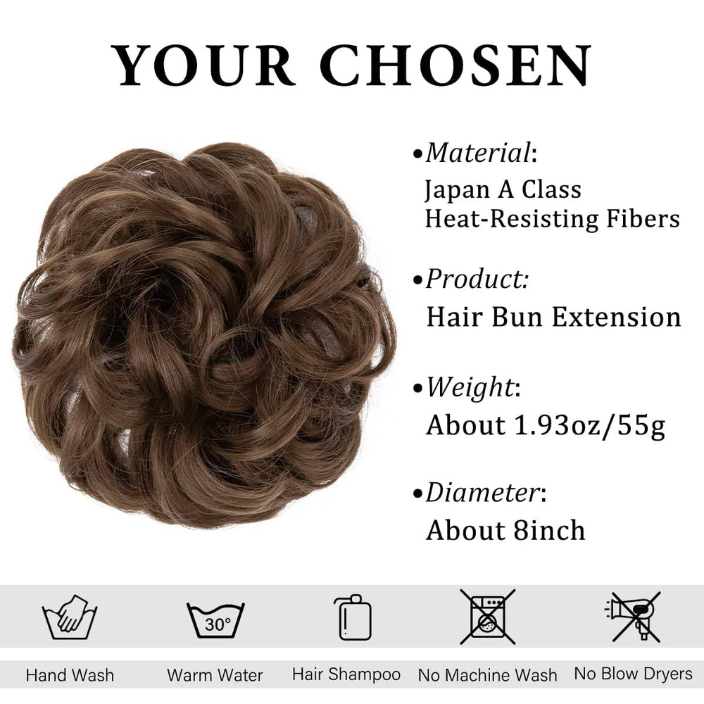 CJL HAIR large messy bun hair piece with wavy texture for natural volume and movement.
