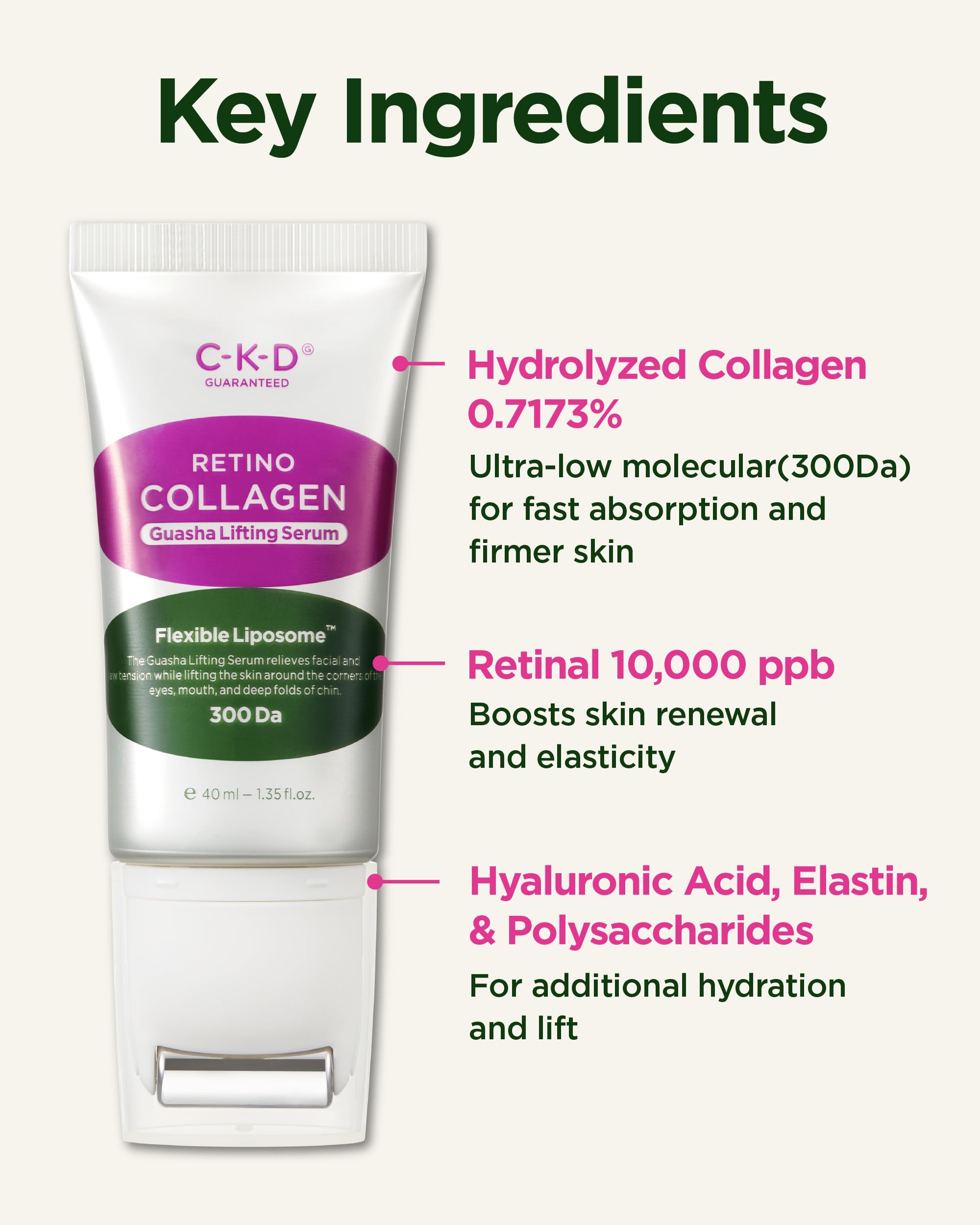 CKD Gua Sha Serum with hyaluronic hydration for dewy, nourished skin