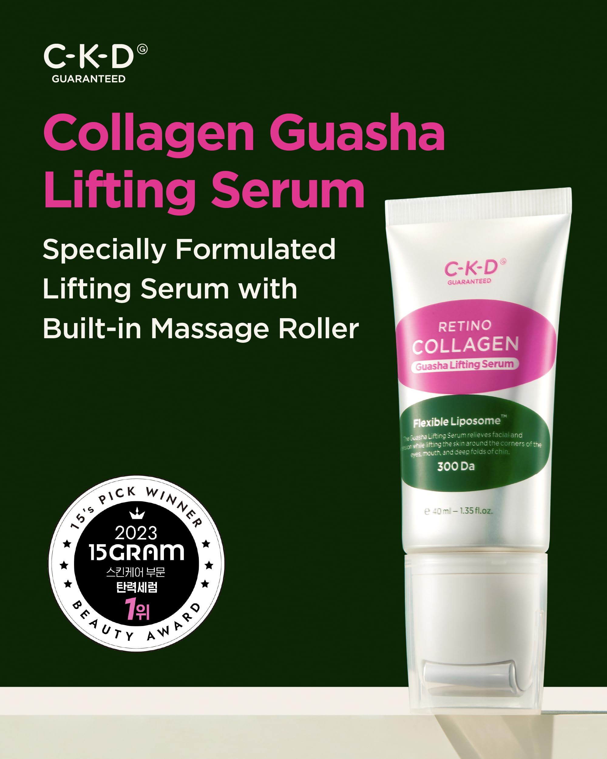 CKD Gua Sha Serum roller massage in action for targeted lifting