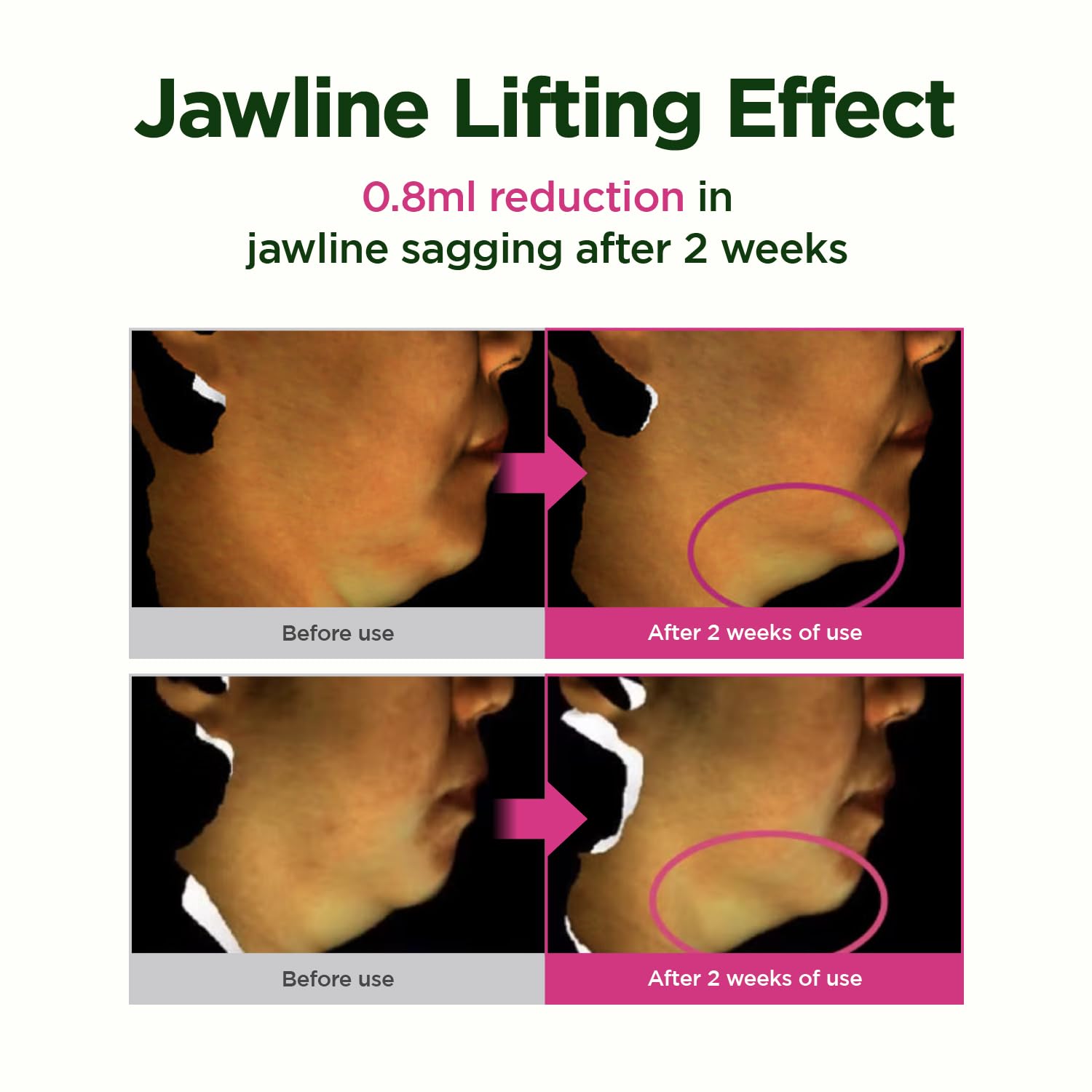 Hyaluronic acid formula visual indicating lasting moisture for the neck