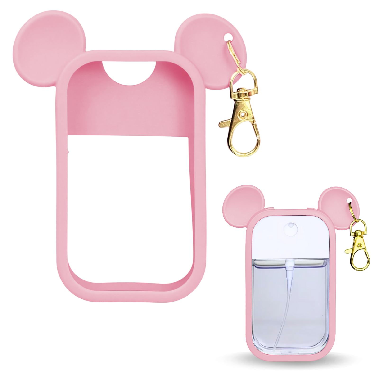 CKONXE mouse design silicone case with ear top protects your Touchland bottle on the go.