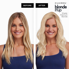 Clairol Blonde It Up Amino Lift technology graphic explains lift while protecting hair structure.