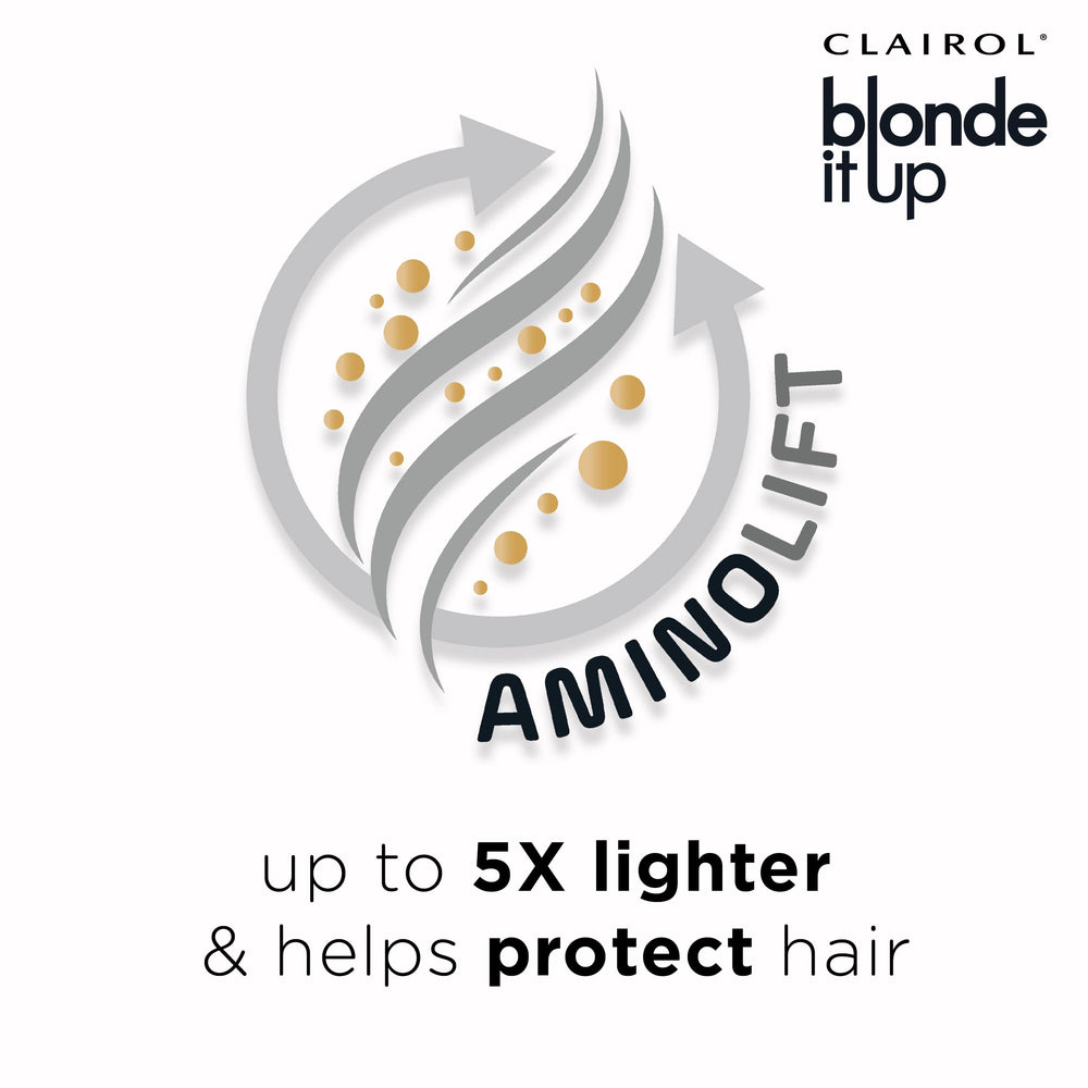 Clairol Blonde It Up hair shade swatch card displays available blond shades.