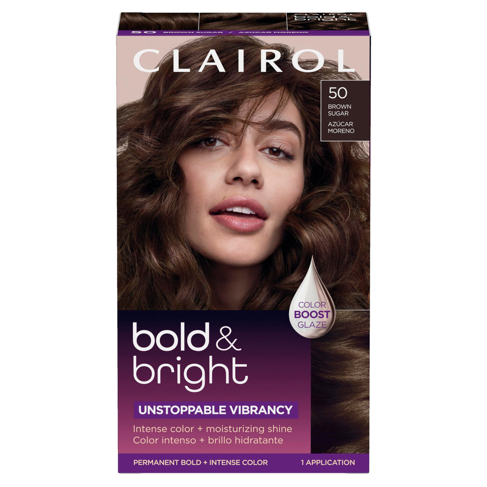 Clairol Bold & Bright color cream in Brown Sugar for vibrant, lasting brunette color.