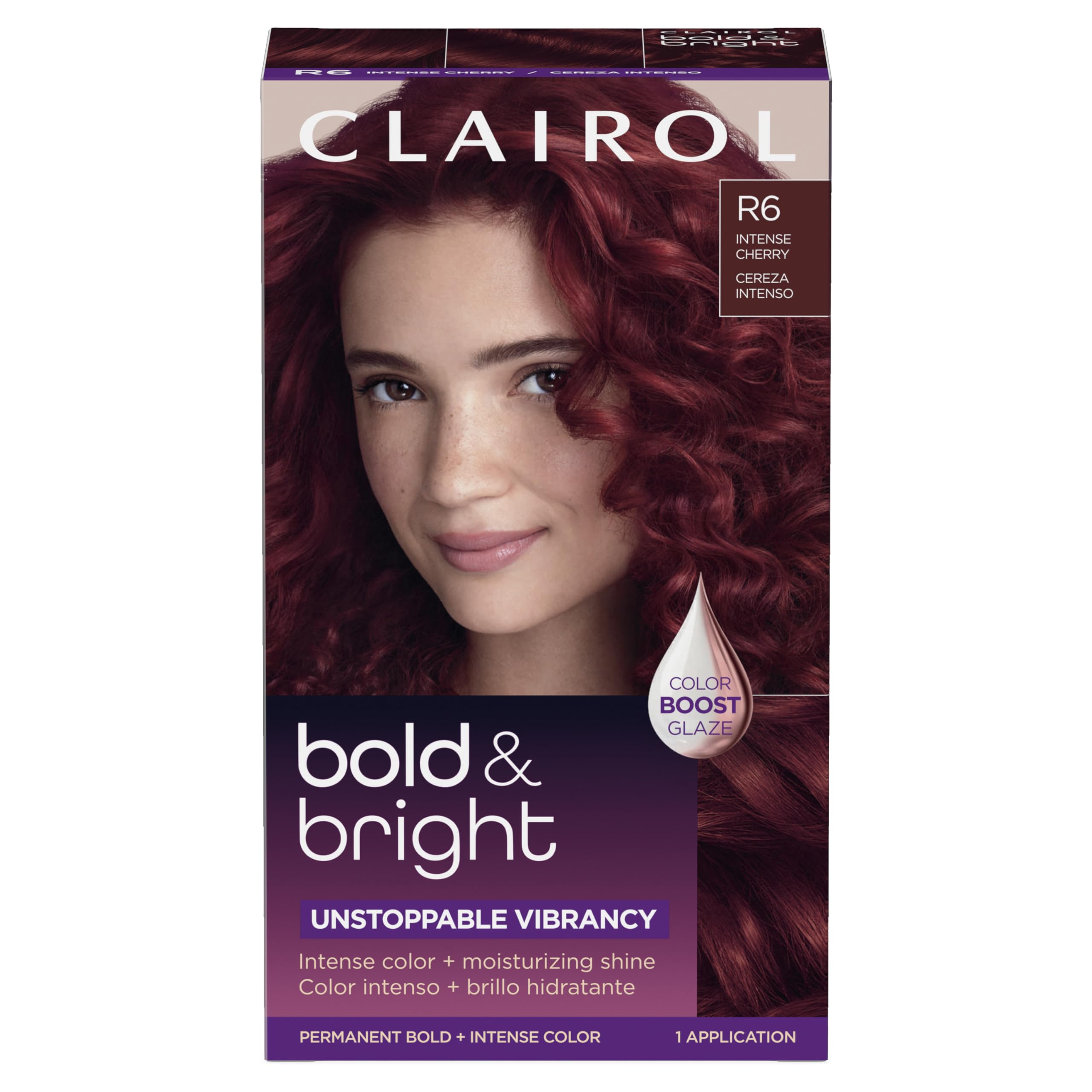 Clairol Bold & Bright Intense Cherry packaging highlights bold color