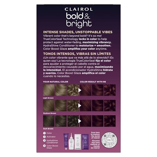 Clairol Bold & Bright Intense Cherry shade swatch reveals rich ruby tones