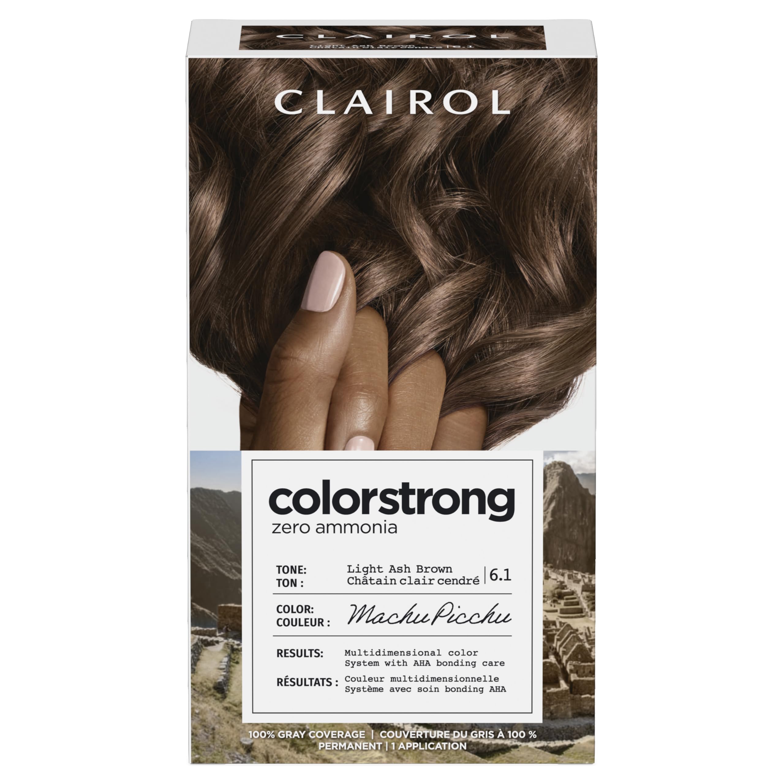 Clairol ColorStrong bonding primer with AHA preps hair for color and protection.