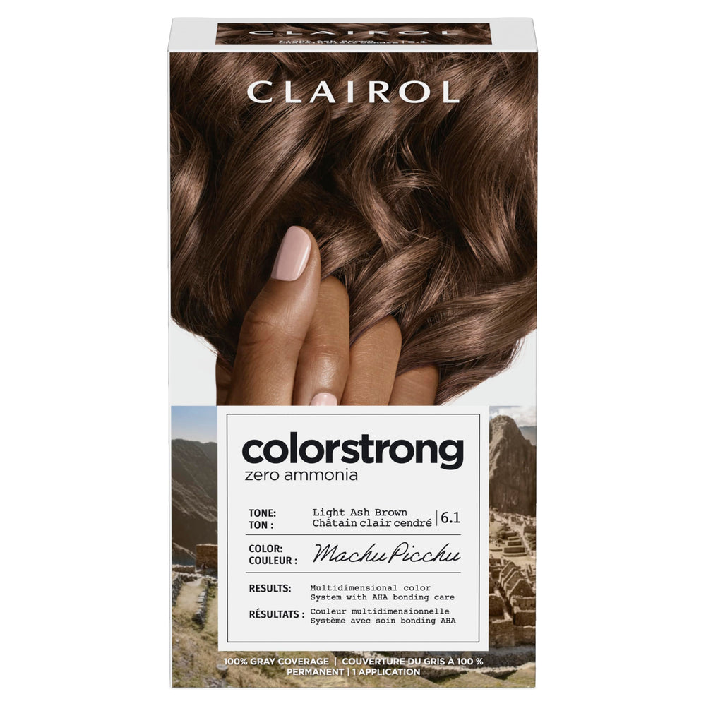 Clairol ColorStrong bonding primer with AHA preps hair for color and protection.