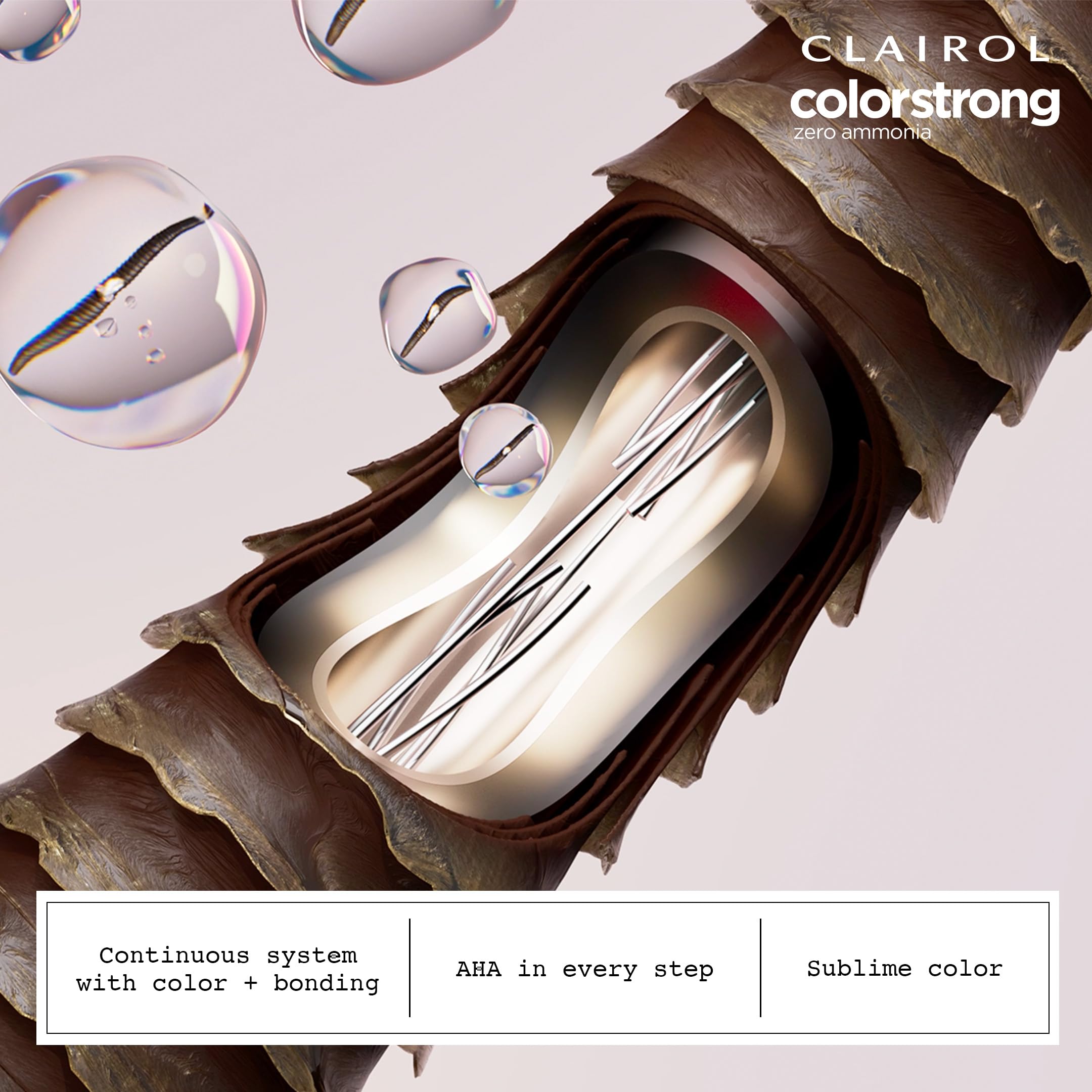 Clairol ColorStrong color development reveals rich, multidimensional tones.
