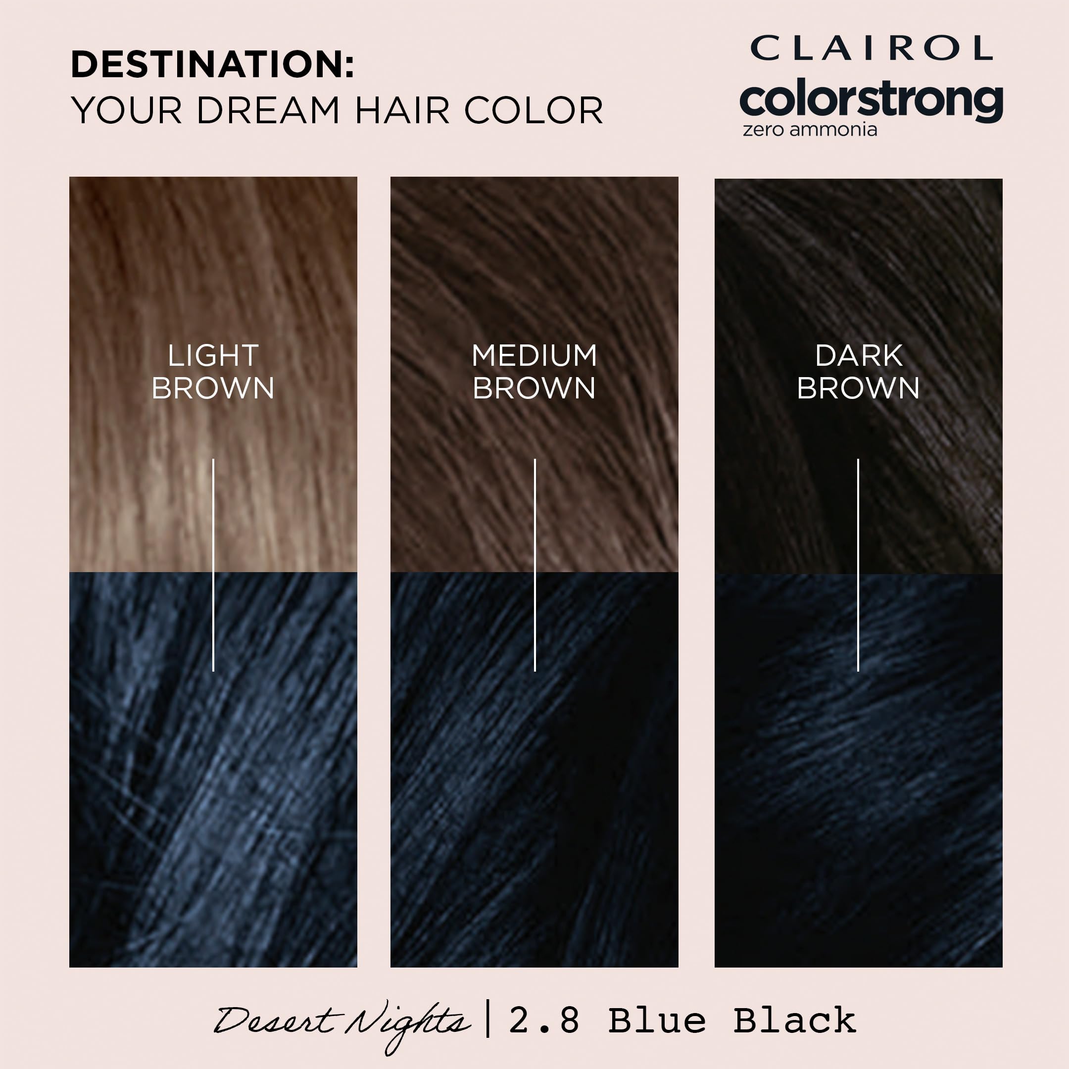 Clairol ColorStrong Desert Nights swatch demonstrates vivid, multidimensional shade ideas.