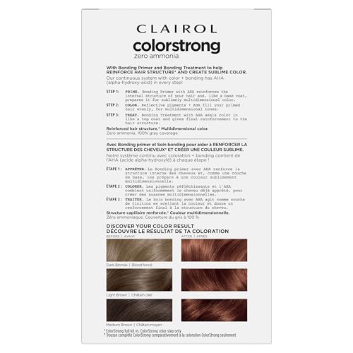 Clairol ColorStrong permanent color cream delivers multidimensional shade with zero ammonia for even gray coverage