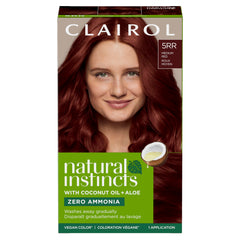 Clairol Natural Instincts 5RR bottle delivering rich demi-permanent color for vibrant red tones
