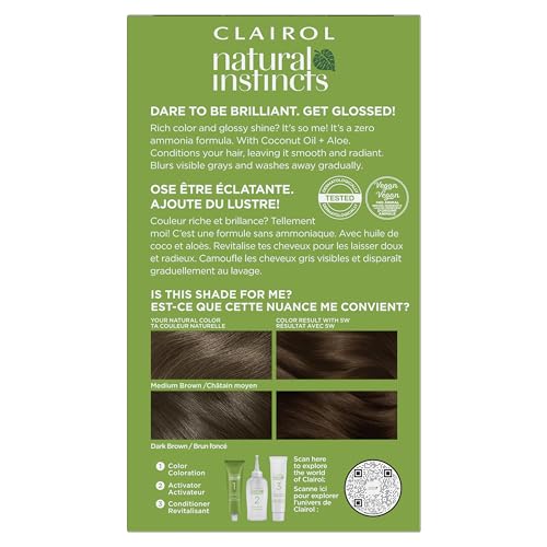 Clairol Natural Instincts 5W packaging highlights vegan, paraben-free formula for color with less guilt
