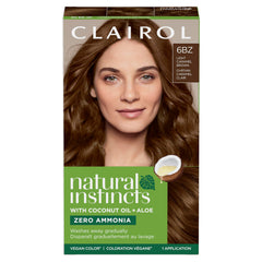 Clairol Natural Instincts 6BZ light caramel brown color swatch for natural-looking shade