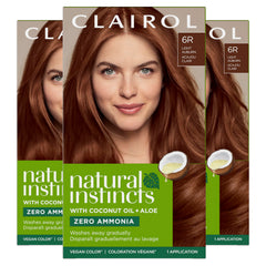 Clairol Natural Instincts 6R light auburn color cream bottle for even coverage